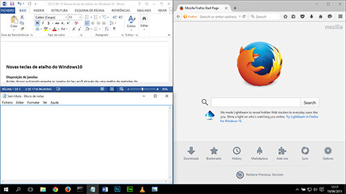 Novo no Windows10: Disposição de janelas